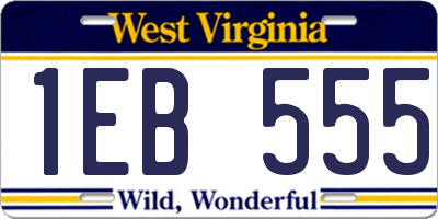 WV license plate 1EB555