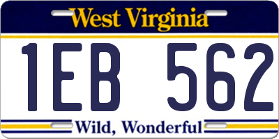 WV license plate 1EB562