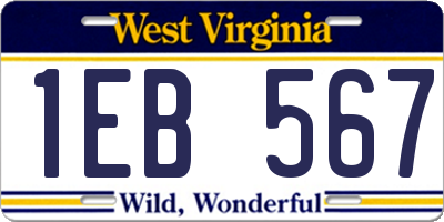 WV license plate 1EB567