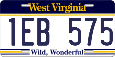 WV license plate 1EB575