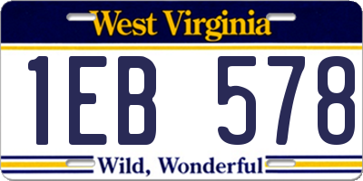 WV license plate 1EB578