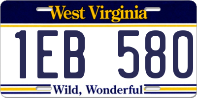 WV license plate 1EB580
