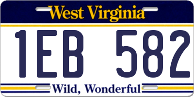 WV license plate 1EB582