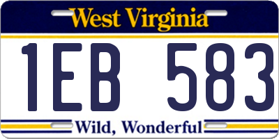WV license plate 1EB583