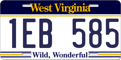 WV license plate 1EB585