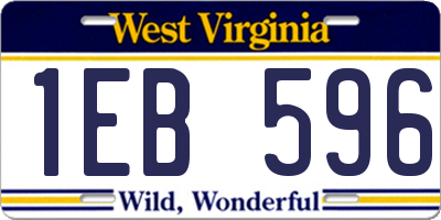 WV license plate 1EB596