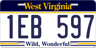 WV license plate 1EB597