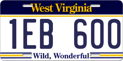 WV license plate 1EB600