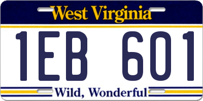 WV license plate 1EB601