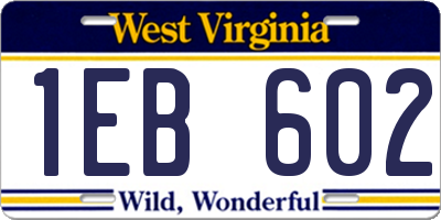 WV license plate 1EB602