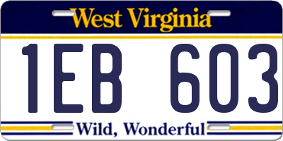 WV license plate 1EB603