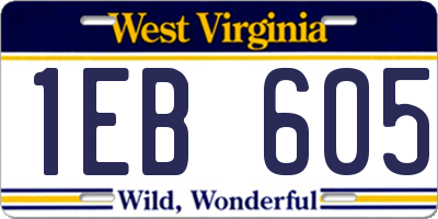 WV license plate 1EB605