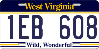 WV license plate 1EB608