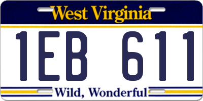 WV license plate 1EB611