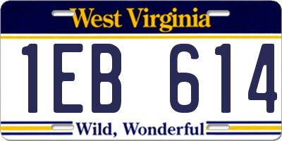 WV license plate 1EB614