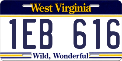WV license plate 1EB616