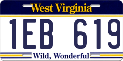 WV license plate 1EB619