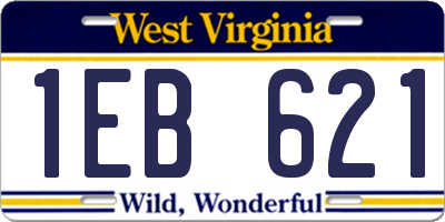 WV license plate 1EB621
