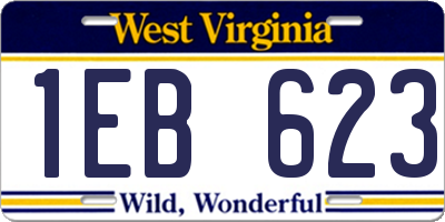 WV license plate 1EB623