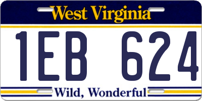 WV license plate 1EB624