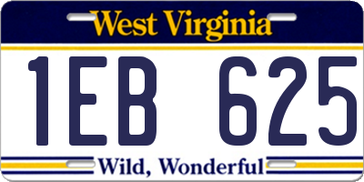 WV license plate 1EB625