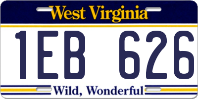 WV license plate 1EB626