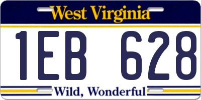 WV license plate 1EB628