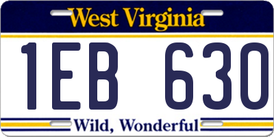 WV license plate 1EB630