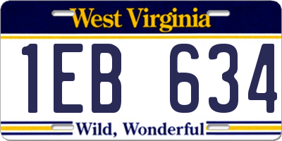 WV license plate 1EB634