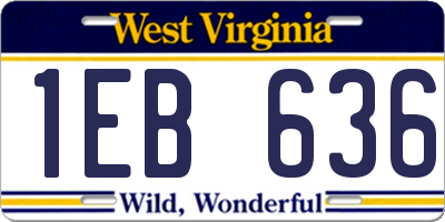 WV license plate 1EB636