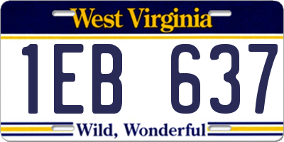 WV license plate 1EB637