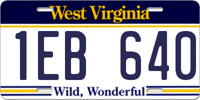 WV license plate 1EB640