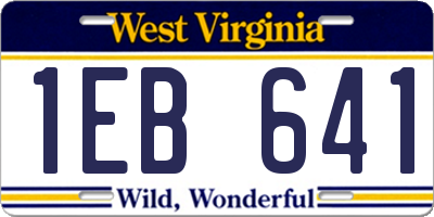WV license plate 1EB641