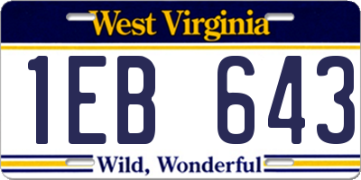 WV license plate 1EB643