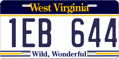 WV license plate 1EB644