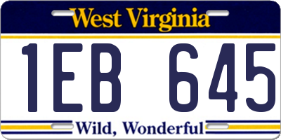 WV license plate 1EB645
