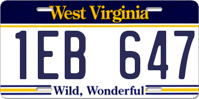 WV license plate 1EB647
