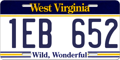 WV license plate 1EB652
