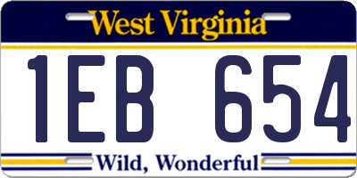WV license plate 1EB654