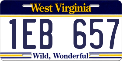 WV license plate 1EB657