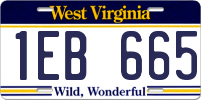 WV license plate 1EB665