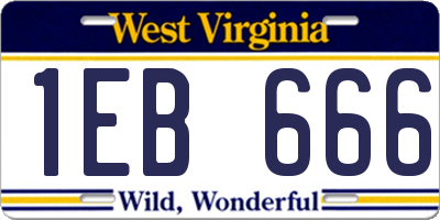 WV license plate 1EB666