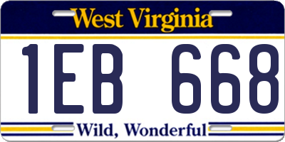 WV license plate 1EB668