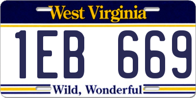 WV license plate 1EB669