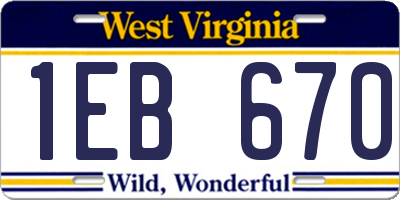 WV license plate 1EB670