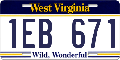 WV license plate 1EB671