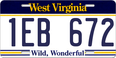 WV license plate 1EB672