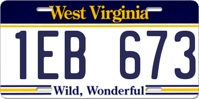 WV license plate 1EB673