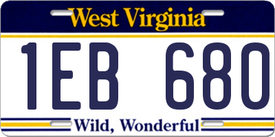WV license plate 1EB680