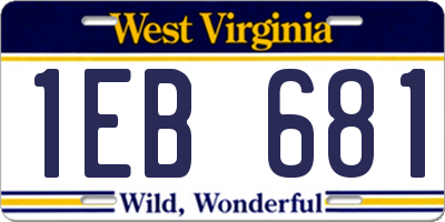 WV license plate 1EB681